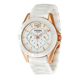 Fossil Ceramic Multifunction White Dial White Steel Strap Watch for Women - CE1006 Authentic Buy Shop Now