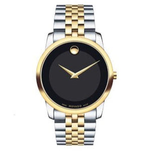 Movado Museum Classic Black Dial Two Tone Steel Strap Watch For Women - 0606605 Authentic Buy Shop Now