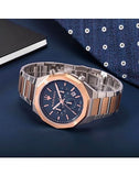 Maserati Stile Chronograph Blue Dial Rose Gold Two Tone Strap Watch For Men - R8873642002 Authentic Buy Shop Now