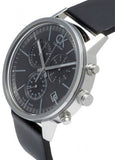Calvin Klein Post Minimal Chronograph Black Dial Black Leather Strap Watch for Men - K7627107 Authentic Buy Shop Now