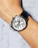 Emporio Armani Classic Chronograph Silver Dial Black Leather Strap Watch For Men - AR2432 Authentic Buy Shop Now