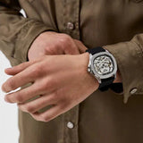 Philipp Plein High-Conic Automatic Silver Dial Black Silicone Strap Watch For Men- PWRAA0123 Authentic Buy Shop Now