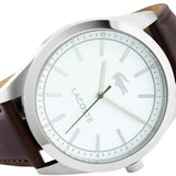 Lacoste Edmonton White Dial Brown Leather Strap Watch for Men - 2010893 Authentic Buy Shop Now