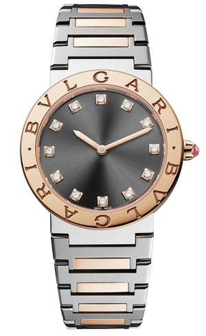 Bvlgari Lady Quartz Diamonds Grey Dial Two Tone Steel Strap Watch for Women - BVLGARI103067 Authentic Buy Shop Now