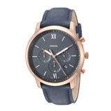 Fossil Neutra Chronograph Blue Dial Blue Leather Strap Watch for Men - FS5454 Authentic Buy Shop Now