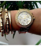 Michael Kors Camille Silver Diamonds Dial Gold Steel Strap Watch for Women - MK5756 Authentic Buy Shop Now