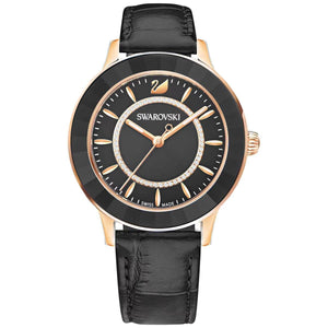 Swarovski Octea Lux Black Dial Black Leather Strap Watch for Women - 5414410 Authentic Buy Shop Now