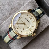 Burberry Classic Champagne Gold Dial Horseferry Leather Strap Watch for Women - BU10104 Authentic Buy Shop Now