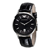 Emporio Armani Renato Black Dial Leather Strap Watch For Men - AR2411 Authentic Buy Shop Now