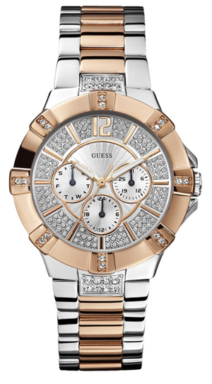 Guess Vista Analog Diamonds Silver Dial Two Tone Steel Strap Watch for Women - W0024L1 Authentic Buy Shop Now