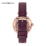 Emporio Armani Meccanico Automatic Silver Dial Burgundy Leather Strap Watch For Women - AR60044 Authentic Buy Shop Now