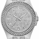 Bulova Crystal Pave Silver Dial Silver Steel Strap Watch for Men - 96B235 Authentic Buy Shop Now