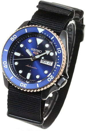 Seiko 5 Sports Automatic Blue Dial Black NATO Strap Watch for Men - SBSA098 Authentic Buy Shop Now