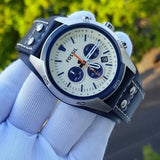 Fossil Coachman Chronograph White Dial Blue Leather Strap Watch for Men - CH3051 Authentic Buy Shop Now