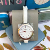 Fossil Classic Minute White Dial White Leather Strap Watch for Women - BQ3328 Authentic Buy Shop Now