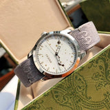 Gucci G Timeless Quartz White Dial Grey NATO Strap Watch For Women - YA1264184 Authentic Buy Shop Now