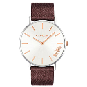 Coach Perry White Dial Brown Leather Strap Watch for Women - 14503154 Authentic Buy Shop Now
