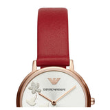 Emporio Armani Kappa Classic Quartz Silver Dial Red Leather Strap Watch For Women - AR11114 Authentic Buy Shop Now