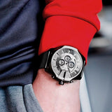 Diesel Mega Chief Chronograph Black Dial Black Mesh Strap Watch For Men - DZ4527 Authentic Buy Shop Now