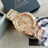 Guess Frontier Chronograph Crystals Rose Gold Dial Rose Gold Steel Strap Watch for Men - W0799G3 Authentic Buy Shop Now