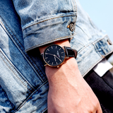 Daniel Wellington Classic Sheffield Black Dial Black Leather Strap Watch For Men - DW00100133