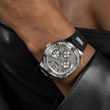 Guess Duchess Crystals Silver Dial Black Silicon Strap Watch For Women - GW0619L1 Authentic Buy Shop Now