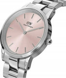 Daniel Wellington Iconic Link Pink Dial Silver Steel Strap Watch For Women - DW00100327 Authentic Buy Shop Now