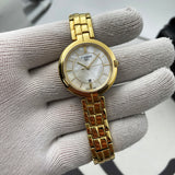 Tissot Flamingo Mother of Pearl White Dial Gold Steel Strap Watch For Women - T094.210.33.111.00 Authentic Buy Shop Now