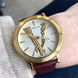 Versace Virtus White Dial Red Leather Strap Watch for Women - VEHC00219 Authentic Buy Shop Now