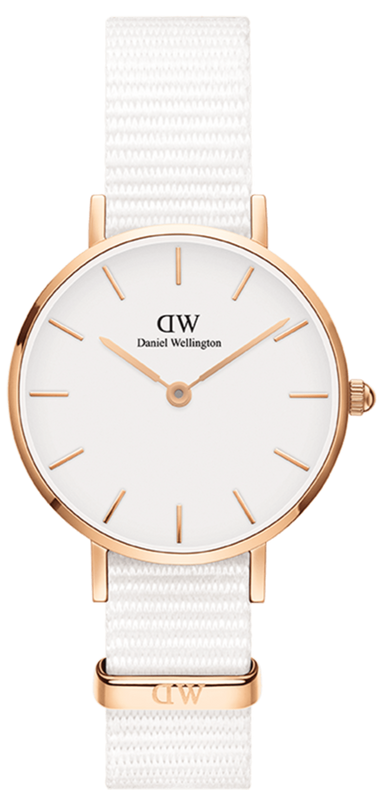 Daniel Wellington Classic Petite Dover White Dial White Nylon Strap Watch For Women - DW00100313 Authentic Buy Shop Now