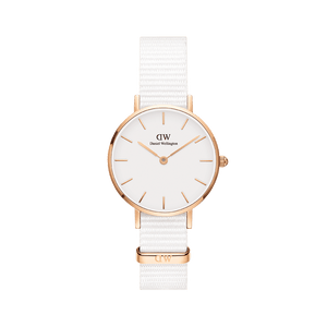 Daniel Wellington Classic Petite Dover White Dial White Nylon Strap Watch For Women - DW00100313 Authentic Buy Shop Now