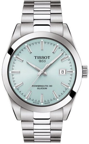 Tissot Gentleman Powermatic 80 Silicium Ice Blue Silver Steel Strap Watch For Men - T127.407.11.351.00 Authentic Buy Shop Now