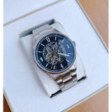 Fossil Forrester Automatic Skeleton Black Dial Silver Steel Strap Watch for Men - ME3180 Authentic Buy Shop Now