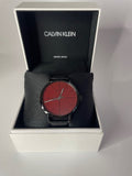 Calvin Klein Even Maroon Dial Black Leather Strap Watch for Men - K7B214CP Authentic Buy Shop Now