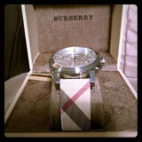 Burberry The City Nova White Dial Checked Brown Leather Strap Watch for Men - BU9357 Authentic Buy Shop Now
