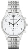 Emporio Armani Classic Chronograph Silver Dial Silver Steel Strap Watch For Men - AR1879 Authentic Buy Shop Now