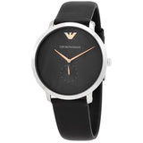 Emporio Armani Modern Slim Quartz Grey Dial Black Leather Strap Watch For Men - AR11162 Authentic Buy Shop Now
