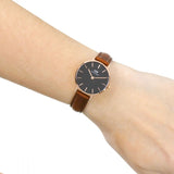 Daniel Wellington Classic Petite St Mawes Black Dial Brown Leather Strap Watch For Women - DW00100225 Authentic Buy Shop Now