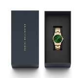 Daniel Wellington Iconic Link Emerald Green Dial Rose Gold Steel Strap Watch For Women - DW00100419 Authentic Buy Shop Now