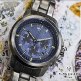Maserati Successo Chronograph Blue Dial Black Steel Strap Watch For Men - R8873621005 Authentic Buy Shop Now