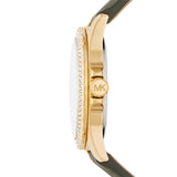 Michael Kors Mini Everest Crystals White Dial Green Leather Strap Watch for Women - MK4720 Authentic Buy Shop Now