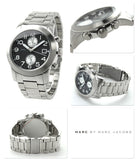Marc Jacobs Larry Chronograph Black Dial Silver Steel Strap Watch for Men - MBM5050 Authentic Buy Shop Now