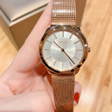 Calvin Klein Minimal White Dial Rose Gold Mesh Bracelet Watch for Women - K3M22Y2X Authentic Buy Shop Now