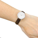 Daniel Wellington Classic Petite White Dial Brown Leather Strap Watch For Women - DW00100239 Authentic Buy Shop Now
