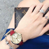 Burberry The Classic Gold Dial Red Leather Strap Watch for Women - BU10102 Authentic Buy Shop Now