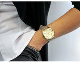 Fossil Cecile Champagne Dial Grey Leather Strap Watch for Women - AM4529 Authentic Buy Shop Now