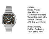 Fossil Retro Analog-Digital Black Dial Silver Steel Strap Watch for Men - FS5890 Authentic Buy Shop Now