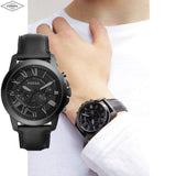 Fossil Grant Chronograph Black Dial Black Leather Strap Watch for Men - FS5132 Authentic Buy Shop Now