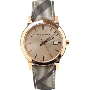 Burberry The City Rose Gold Dial Brown Leather Strap Watch for Women - BU9040 Authentic Buy Shop Now