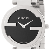 Gucci G Interlocking Black Dial Black Leather Strap Watch For Women - YA133301 Authentic Buy Shop Now